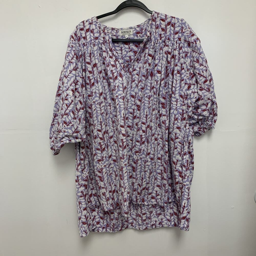 Sohalia Floral 3/4 Puff Sleeve Purple Dress Size Small